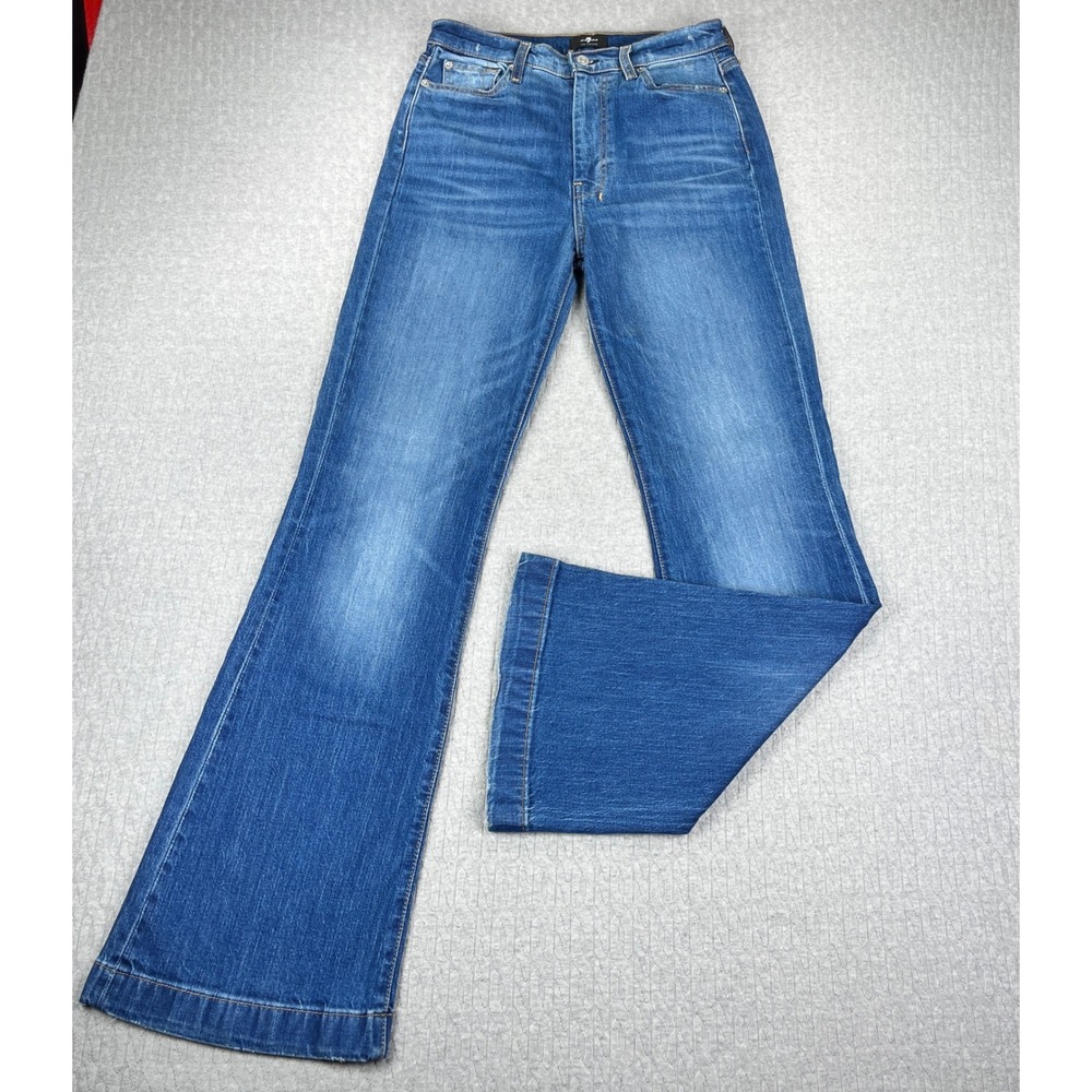 7 For All Mankind Dojo Bootcut Jeans Women 28x33.5 Blue Ultra High Rise Flare
